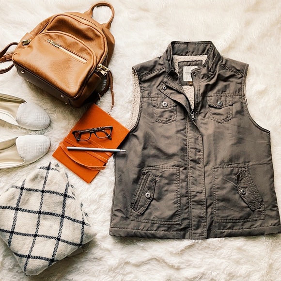 Sonoma Jackets & Blazers - SALE 🍂 Olive Green Sherpa Lined Utility Vest MP